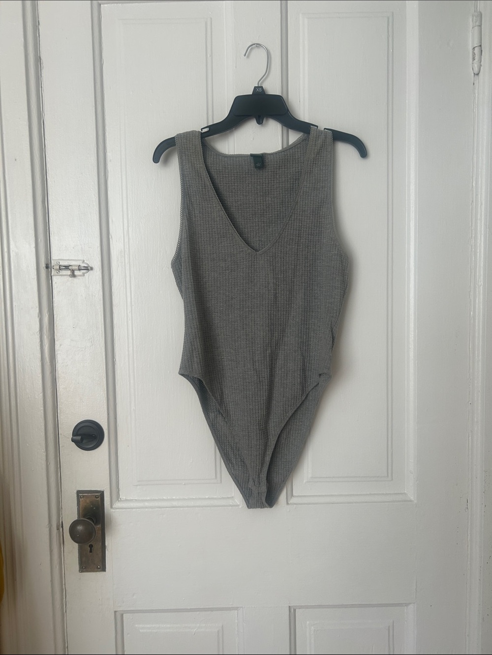 wild fable Gray Ribbed V-Neck Bodysuit
